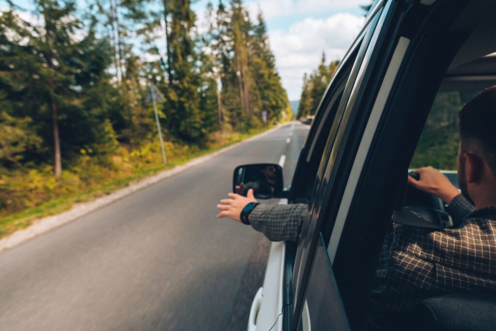 guy on road trip