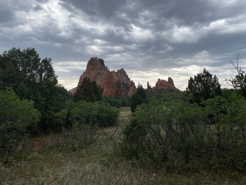 road trip garden of the gods stormy sky