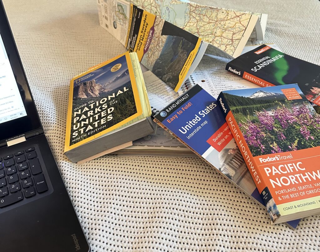 Travel books and maps